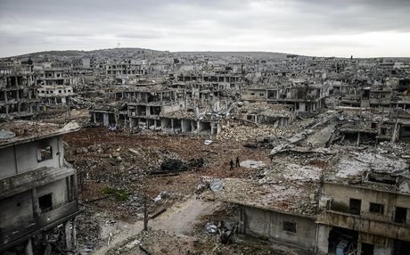 The eastern part of Kobane, which has turned to virtual rubble in months-long fighting and US-led air raids, seen in this January 30 AFP photo.  
