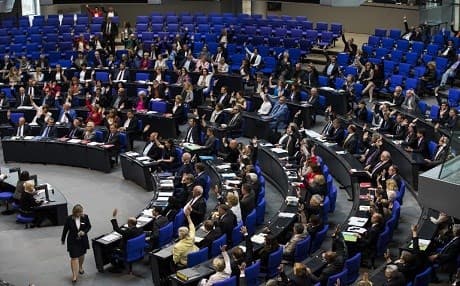 German Lawmakers vote to recognize the Armenian genocide after a debate, June 2016. AFP photo.