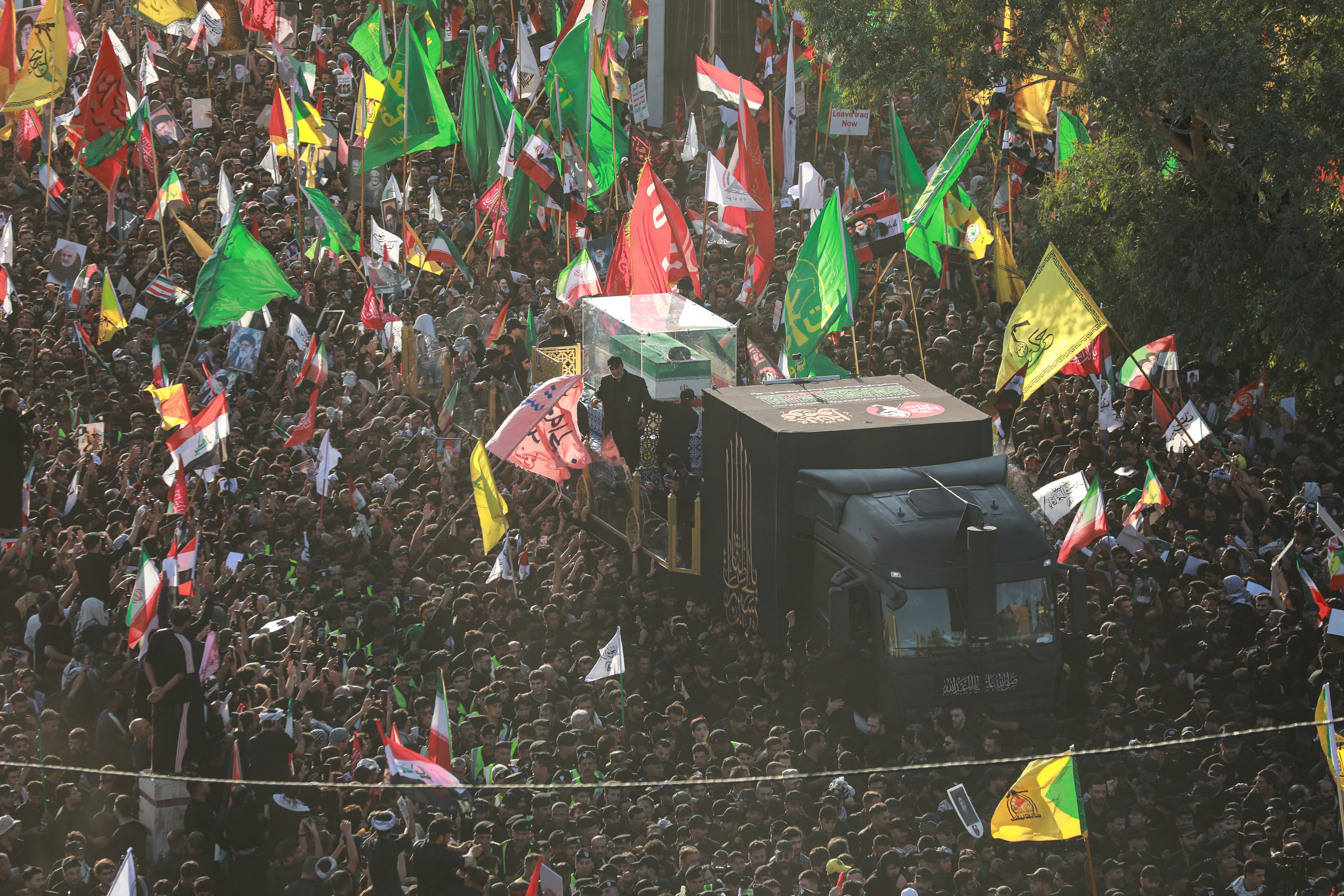 Khamanei’s coffin proceeds through Iraq’s holy cities of Najaf, Karbala