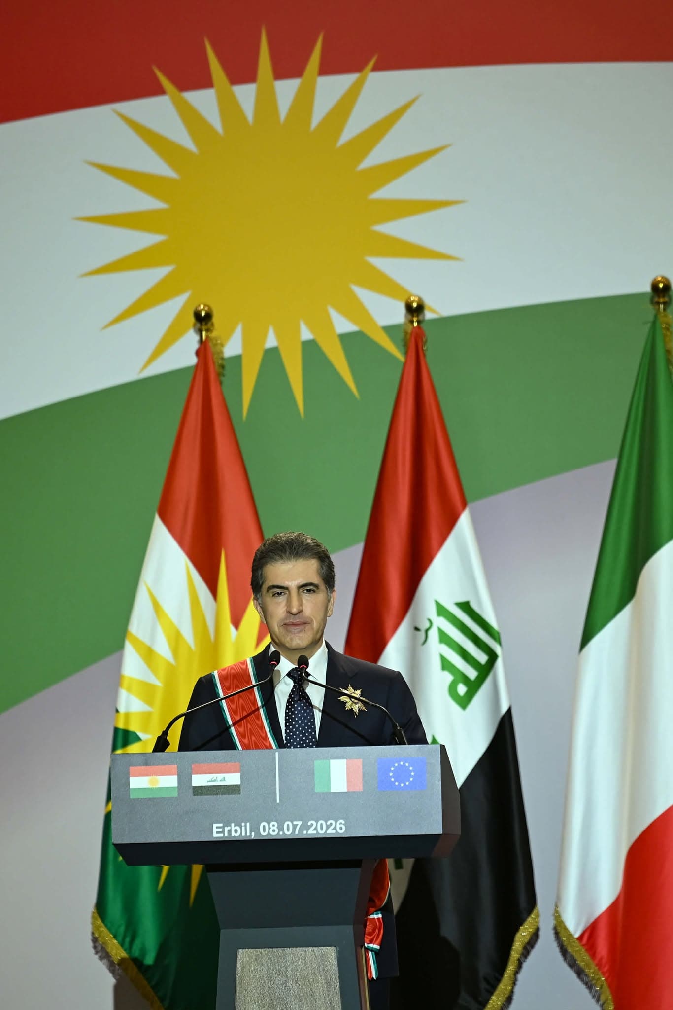 ئیتاڵیا باڵاترین مێدالیای رێزلێنانی بەخشییە نێچیرڤان بارزانی