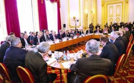 Ministers and government officials attend last week’s international meeting on defeating ISIS in London. AP photo.
