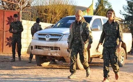 YPG fighters in Tal Hamis. AFP photo.
