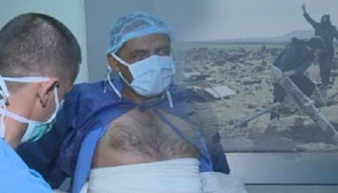 A Peshmerga soldier being treated after the August 11 chemical weapons attack by ISIS. Photo: Rudaw.