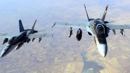 US F-18s flying over Iraq during military operations against the Islamic State. Photo: AFP/file