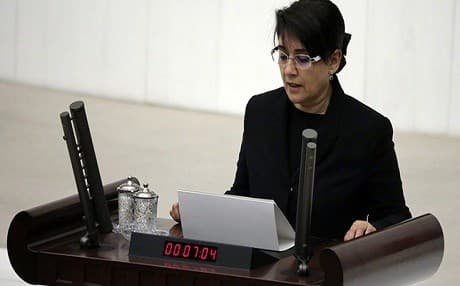 Leyla Zana takes the oath in Turkey's parliament on Tuesday. Photo: AA.