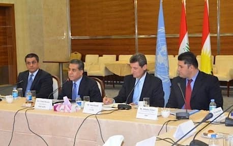 Officials from the KRG Department of Foreign Relations meeting with the UN agencies in Kurdistan on strengthening mechanisms for sharing information. June 2012. Photo: DFR