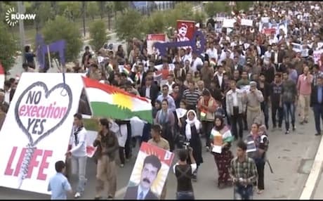 On Friday a number of Iranian Kurds living in the Kurdistan Region and members of Iranian Kurdish parties gathered in Erbil’s Shanidar Park to protest against the execution of Kurdish political prisoners in Iran.