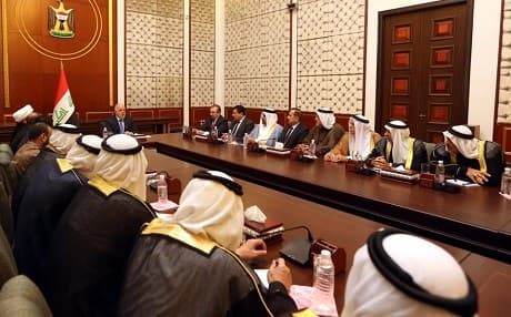 PM Hader Abadi met with a delegation of tribal leaders from the Turkmen town of Tal Afar on Wednesday. Photo: PM Abadi's Facebook page