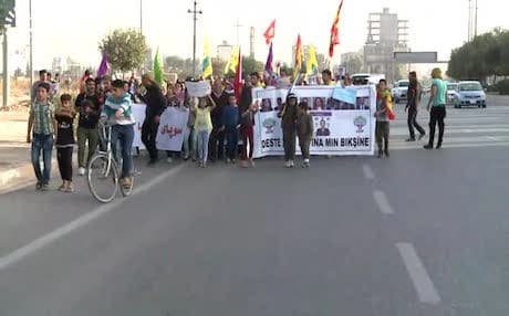Pro-HDP supporters protest in Erbil against the arrest of the party's members and officials by the Turkish state