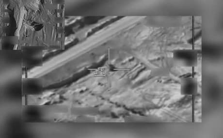 Coalition airstrikes targeting ISIS tank and artillery near Palmyra on Thursday. Video source: US Department of Defense