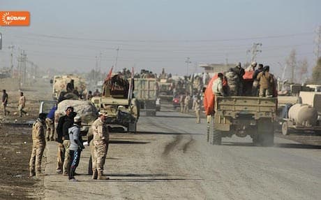 Iraqi army vehicles in eastern Mosul.