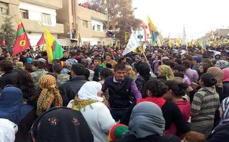 Facebook and Twitter accounts showed pictures of thousands of people in Rojava, celebrating the declaration of autonomy.