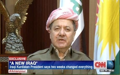 Kurdistan Region President Massoud Barzani speaking to CNN.