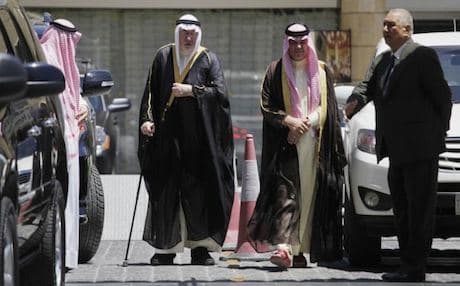 Arab Sunni opposition leaders arriving at the conference in Jordan. Photo: AP