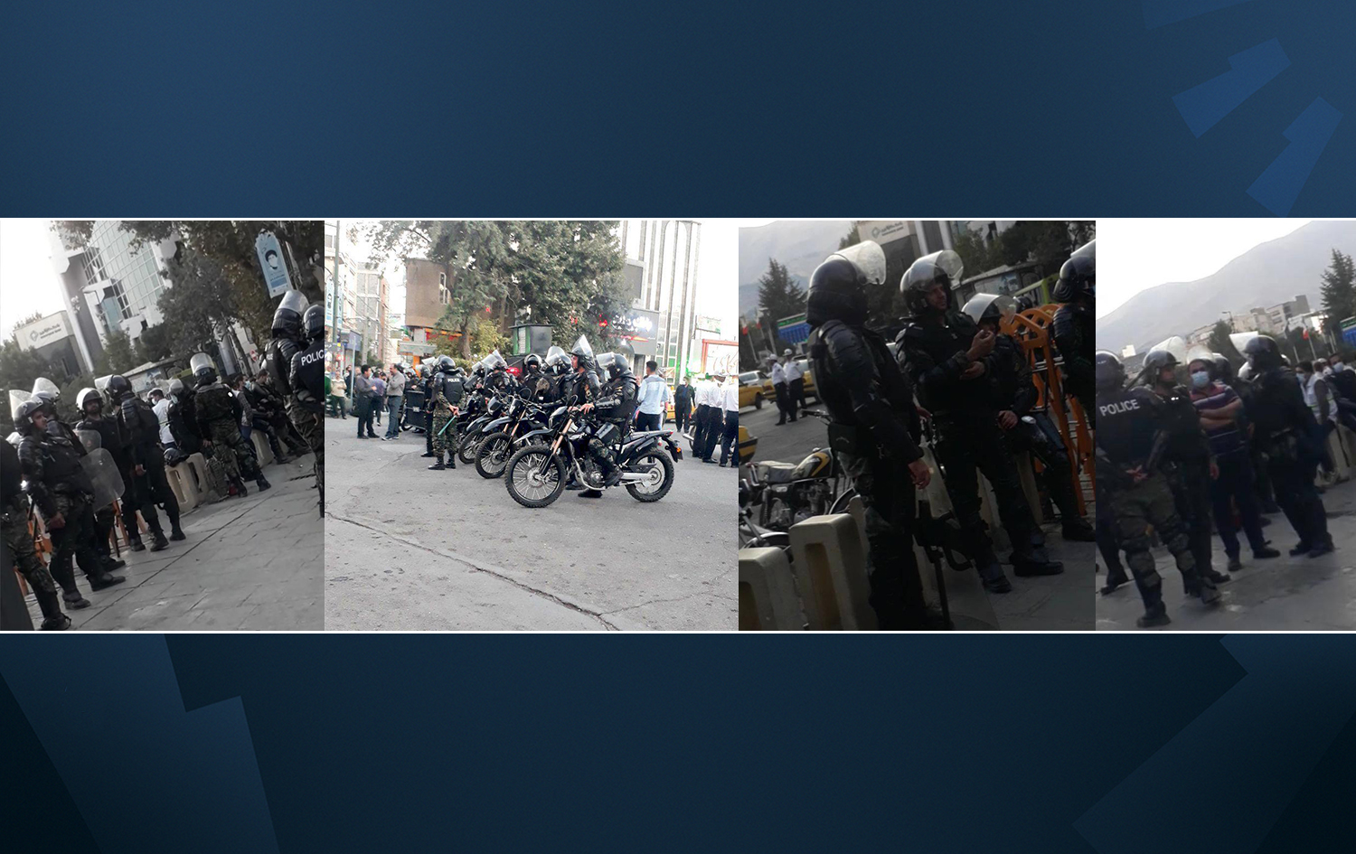 Photos of riot police deployed in the Kurdish city of Sanandaj in western Iran (Rojhelat). Photos: Submitted by Leila