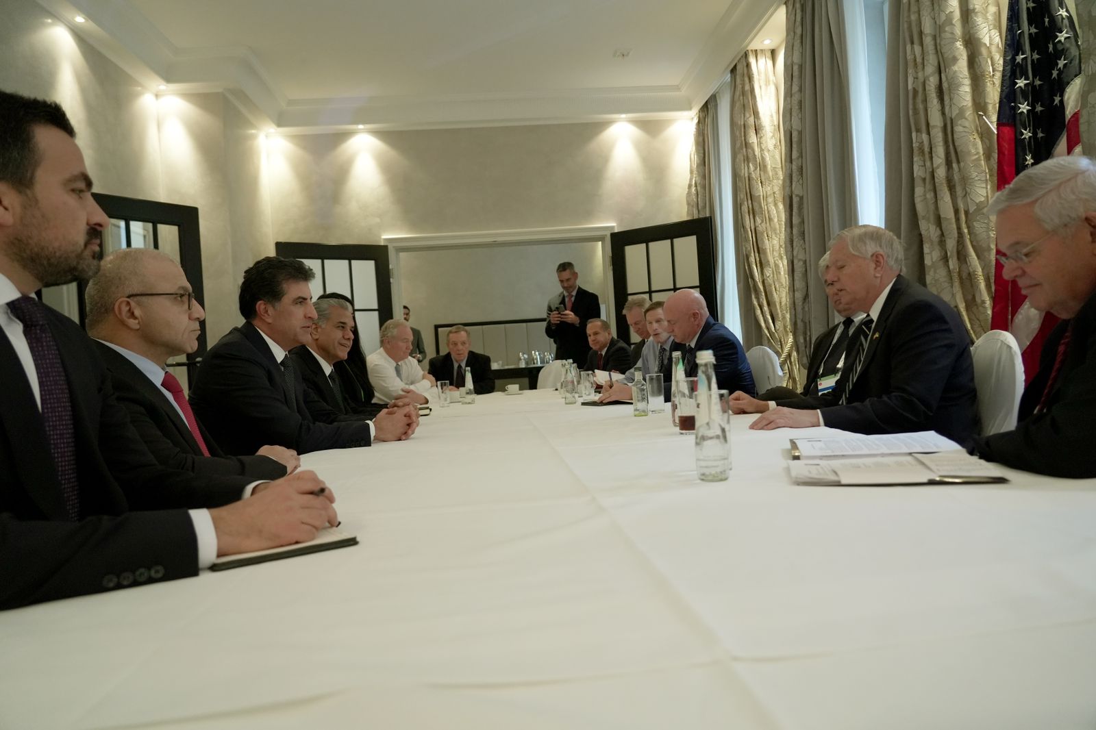 President of the Kurdistan Region Nechirvan Barzani meets a US Congressional delegation in Munich on February 18, 2023. Photo: Presidency's office