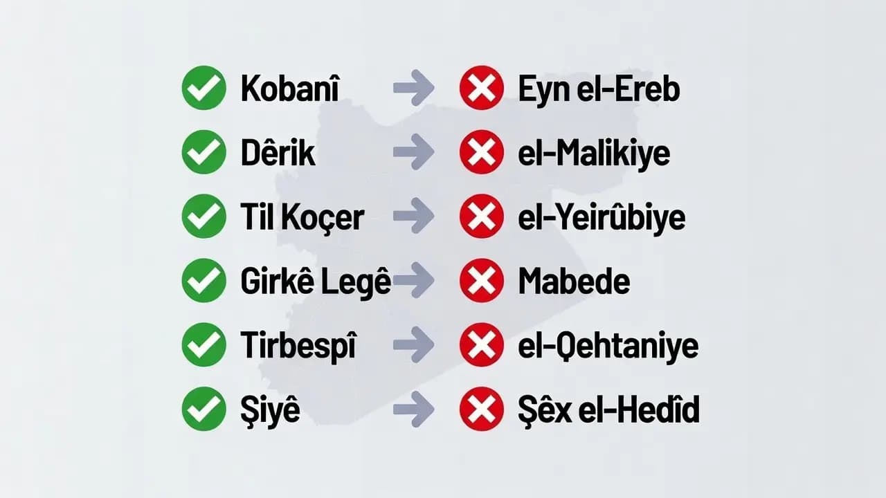 ROJAVA - Yüzlerce yerleşim yerinin Kürtçe ismi Arapça yazıldı