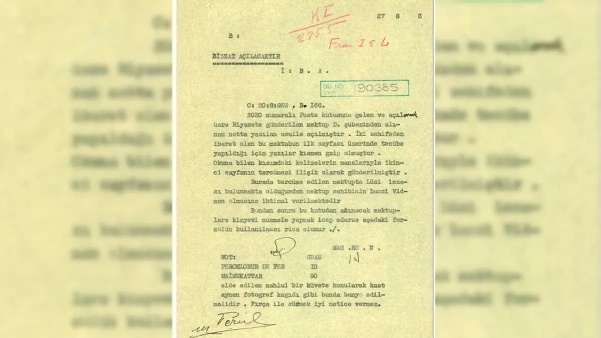 MİT, 91 yıllık tarihi belgeyi yayımladı: Gizli mektupları açmak için kullanılan formül ortaya çıktı