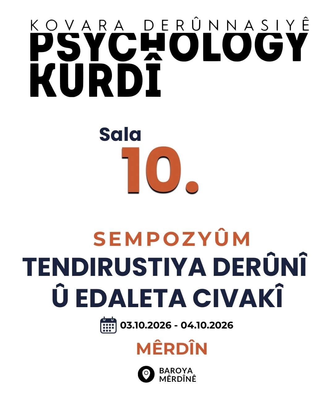 Li Mêrdînê sempozyuma derûnnasiyê: ‘Tenduristiya Derûnî û Edaleta Civakî’
