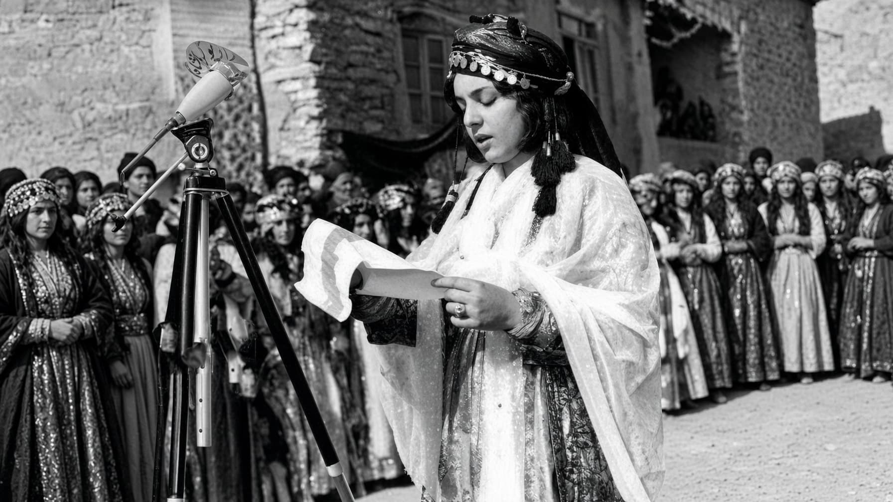 Jineke Kurd helbestan dixwîne / Wêne: Grok