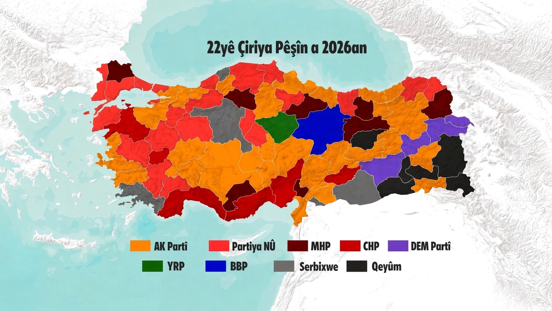 Nexşeya siyasî ya 22yê Çiriya Pêşîn a 2026an / Wêne: Ajans