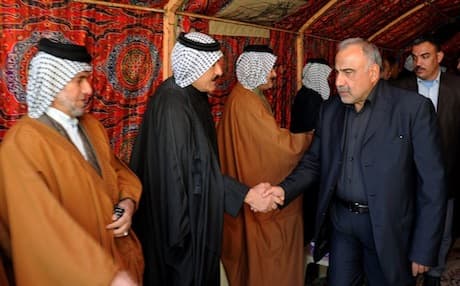Iraq's former vice president and senior Supreme Islamic Council leader Adil Abd Al-Mahdi greets Iraqi tribal leaders in the country's south. Photo: Abd Al-Mahdi/Facebook