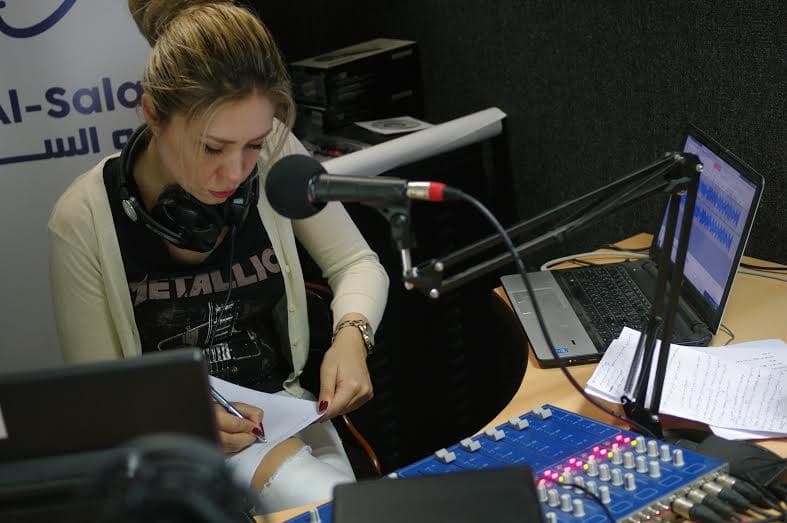 Presenter Sevin Ebrahim, 24, at Radio Al-Salam.