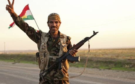 A member of the Kurdish peshmerga forces gestures. Reuters file photo. 