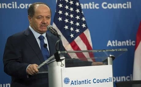 President Barzani speaks at the Atlantic Council in Washington DC earlier this week. AFP photo.