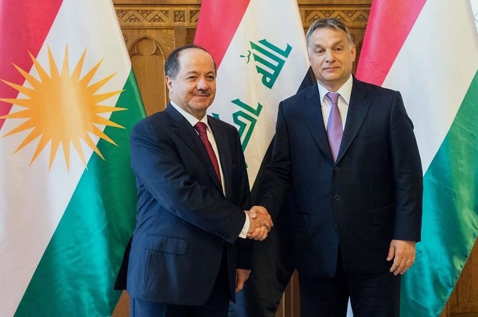 Masoud Barzani, Viktor Orbán  in a joint press conference in Hungary . Rudaw photo.