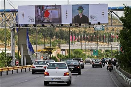 Artwork displayed in Tehran. AP photo