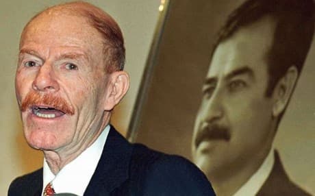 Izzat Ibrahim al-Duri speaking in Baghdad in 2003, before the overthrow of Saddam Hussein. AFP photo
