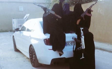Zehra Duman posted this photograph on Twitter with the caption: "5-star Jihad. M5 (the BMW) in the land of Sham (Syria)".