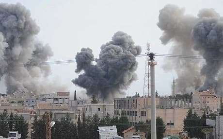 A file photo shows bomb attacks in Rojava city of Qamishli