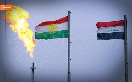 The flag of Kurdistan and Iraq over an oil refinery at the Kurdistan Region of Iraq. Photo: Rudaw.