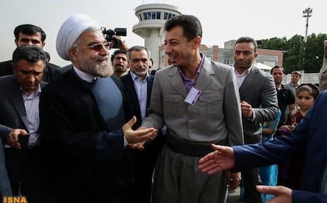 Iranian President Hassan Rouhani with Kurds in Sanandaj (Sinna) city during his election campaign last  year. Photo: ISNA.