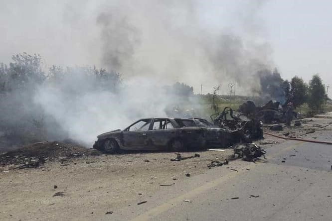 The blast brought down several buildings in Khan Bani Saad crushing to death people who were celebrating the end of the Muslim fasting month of Ramadan. Photo: Reuters. 
