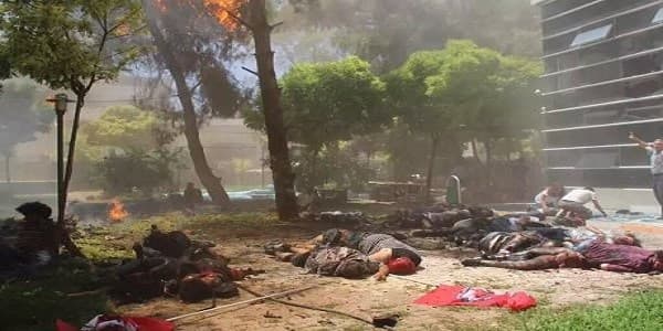 An explosion hits the Turkish southern town of Suruc and killed scores of civilians on July 20. Photo: Rudaw 