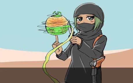 Isis-chan slices melons instead of heads. 