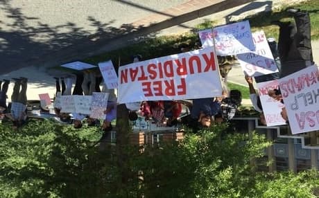 Protesters condemn Turkish policies. 