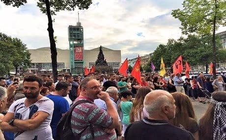 A rally in the German city of Mannheim on Monday. Photo: Juana Amin.