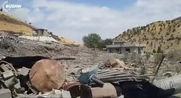 The rubble of homes after Turkey's airstrikes on the village of Zargali. Photo: Rudaw.