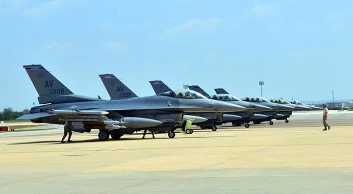 The US F-16s arrived from the Aviano air base in Italy. Photo: EUCOM.