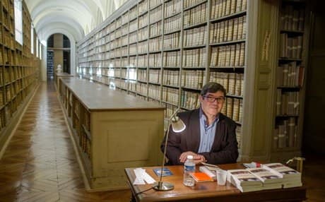 Fawaz Hussain at the National Archives of France for a book signing ceremony for the second part of his unfinished trilogy. Photo by courtesy of author.