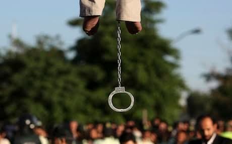 Man being hanged near Tehran, Iran. AP file photo 