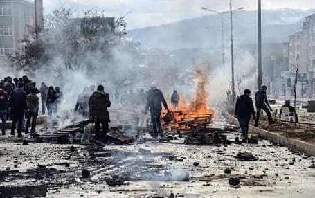 The aftermath of riots in the Kurdish city of Dersim. Photo: AFP