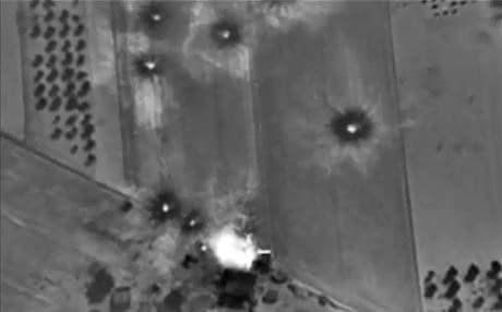 Footage of a Russian airstrike in Syria.