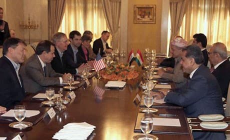 Masoud Barzani met a US delegation on Wednesday in Erbil. Photo: KRP. 