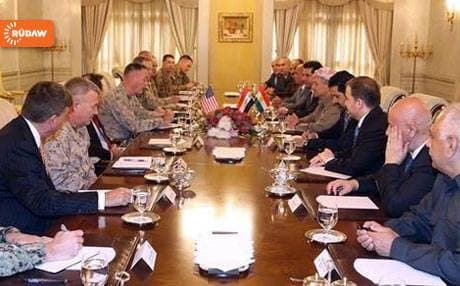 Masoud Barzani met US Marine General Joseph Dunford, the chairman of the Joint Chiefs of Staff, and his accompanying delegation Tuesday. Photo: Rudaw. 