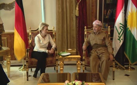 German Defense Minister Ursula von der Leyen meets Barzani. Photo: Rudaw